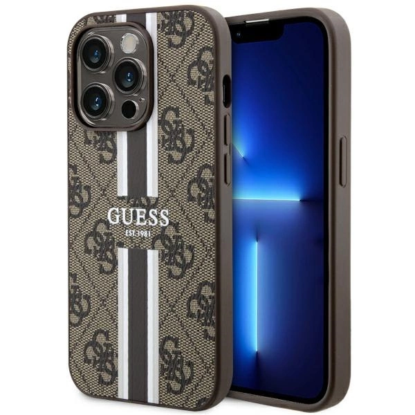 Guess GUHMP14XP4RPSW iPhone 14 Pro Max 6.7" brown/brown hardcase 4G Printed Stripes MagSafeeng