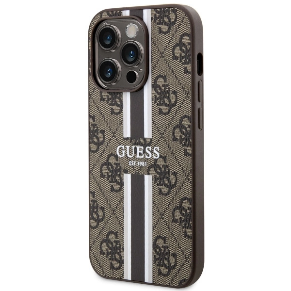 Guess GUHMP14XP4RPSW iPhone 14 Pro Max 6.7" brown/brown hardcase 4G Printed Stripes MagSafeeng