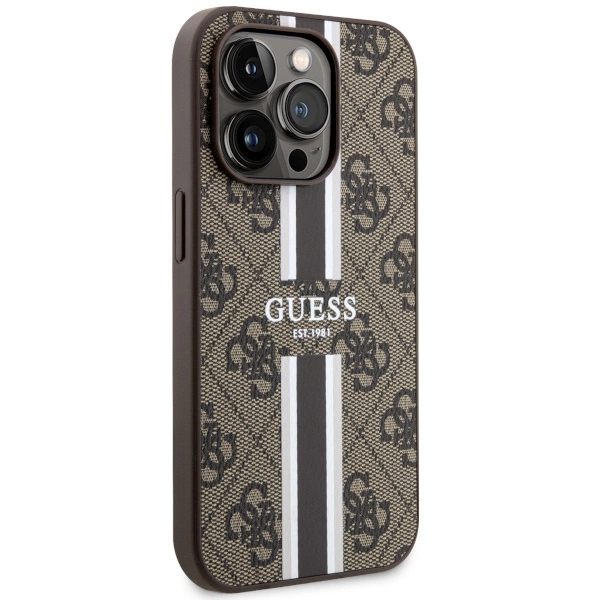 Guess GUHMP14XP4RPSW iPhone 14 Pro Max 6.7" brown/brown hardcase 4G Printed Stripes MagSafeeng