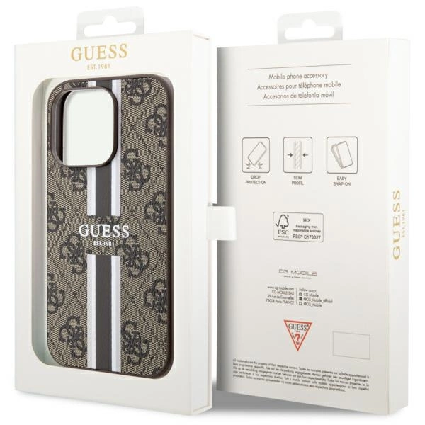 Guess GUHMP14XP4RPSW iPhone 14 Pro Max 6.7" brown/brown hardcase 4G Printed Stripes MagSafeeng