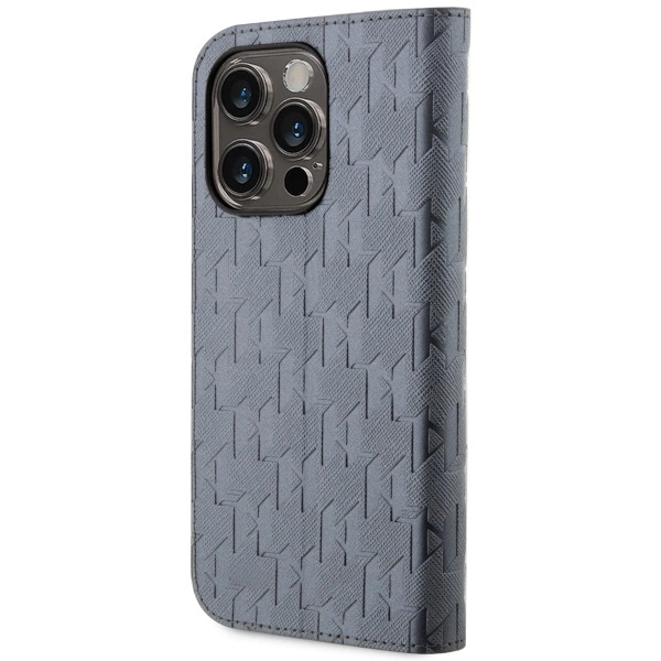 Karl Lagerfeld KLBKP14LSAKLHPG iPhone 14 Pro 6.1" bookcase silver/silver Saffiano Monogrameng