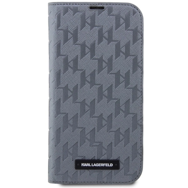 Karl Lagerfeld KLBKP14LSAKLHPG iPhone 14 Pro 6.1" bookcase silver/silver Saffiano Monogrameng