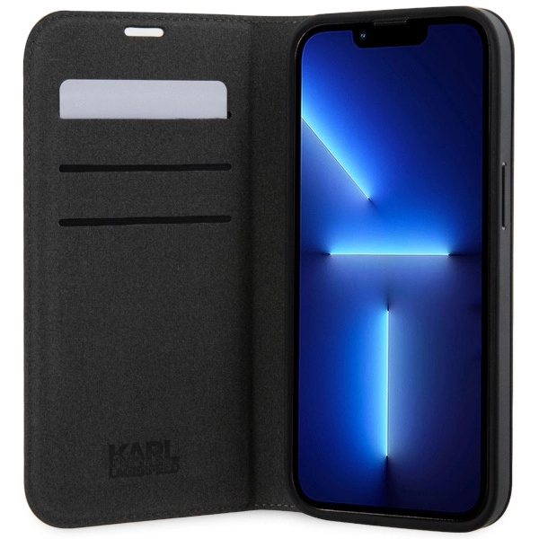 Karl Lagerfeld KLBKP14LSAKLHPG iPhone 14 Pro 6.1" bookcase silver/silver Saffiano Monogrameng