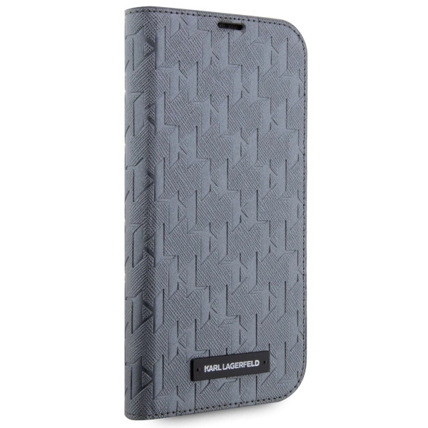 Karl Lagerfeld KLBKP14LSAKLHPG iPhone 14 Pro 6.1" bookcase silver/silver Saffiano Monogrameng