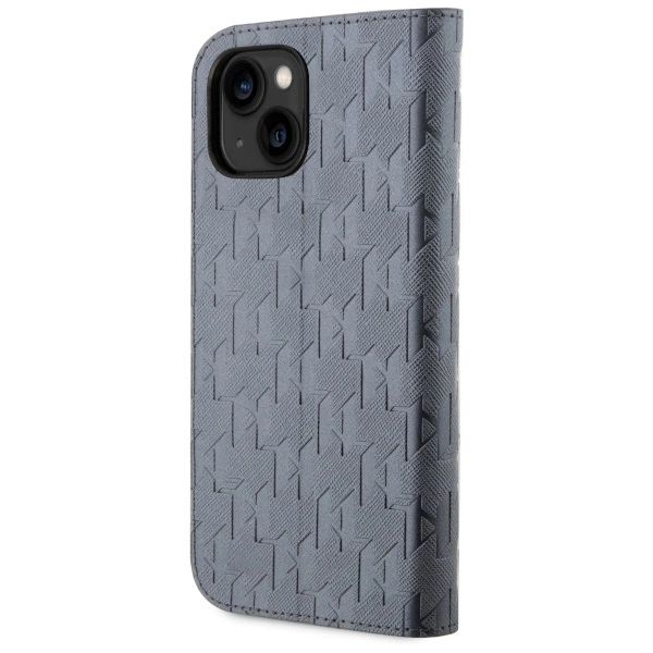 Karl Lagerfeld KLBKP14SSAKLHPG iPhone 14 6.1" bookcase silver/silver Saffiano Monogrameng