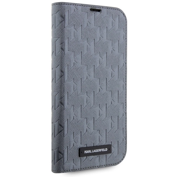 Karl Lagerfeld KLBKP14SSAKLHPG iPhone 14 6.1" bookcase silver/silver Saffiano Monogrameng