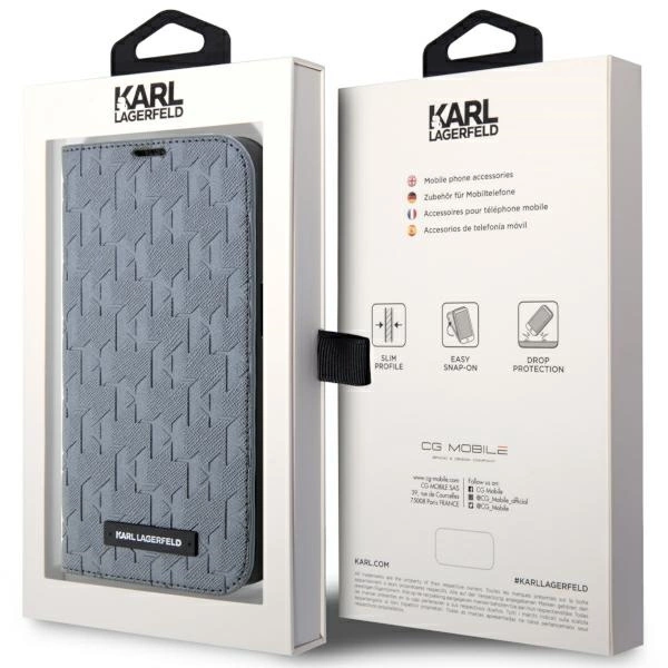 Karl Lagerfeld KLBKP14SSAKLHPG iPhone 14 6.1" bookcase silver/silver Saffiano Monogrameng