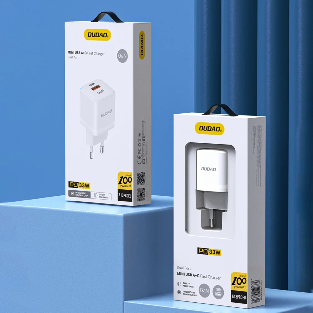 Wall charger GaN 33W PPS USB C/USB Dudao A13Pro - whiteeng