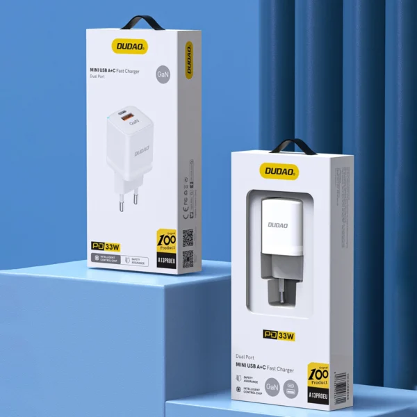 Wall charger GaN 33W PPS USB C/USB Dudao A13Pro - whiteeng
