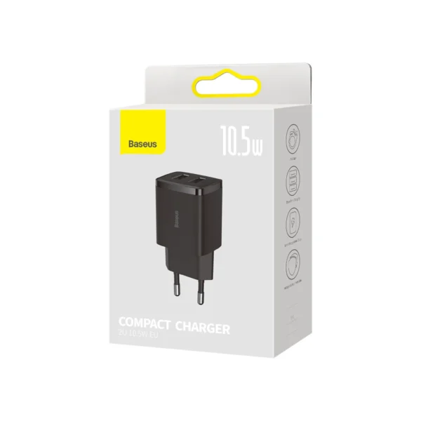 [RETURNED ITEM] Baseus Compact charger 2x USB 10.5W black (CCXJ010201)eng