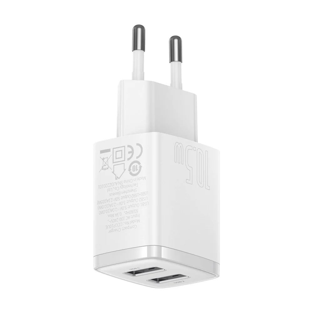 [RETURNED ITEM] Baseus Compact charger 2x USB 10.5W white (CCXJ010202)eng