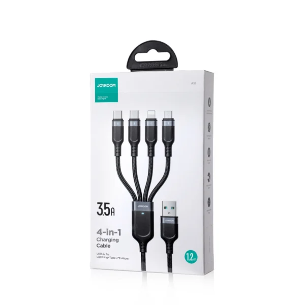 Joyroom Multi-Use Series S-A18 4in1 USB-A - USB-C / USB-C / Lightning / micro USB cable 1.2m - blackeng