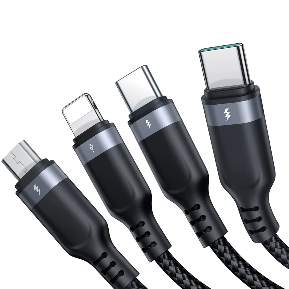 Joyroom Multi-Use Series S-A18 4in1 USB-A - USB-C / USB-C / Lightning / micro USB cable 1.2m - blackeng