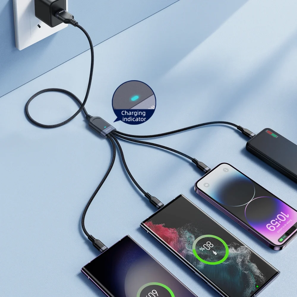 Joyroom Multi-Use Series S-A18 4in1 USB-A - USB-C / USB-C / Lightning / micro USB cable 1.2m - blackeng