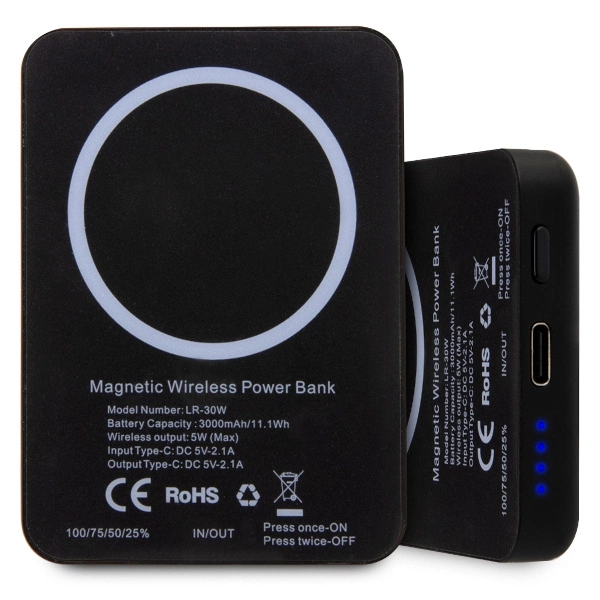 Karl Lagerfeld Inductive power bank KLPBMKIOTTGK 5W 3000mAh black/black Ikonik MagSafeeng