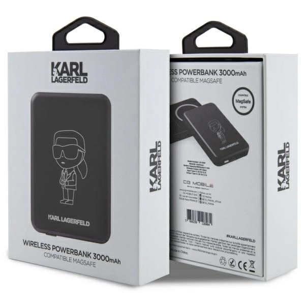 Karl Lagerfeld Inductive power bank KLPBMKIOTTGK 5W 3000mAh black/black Ikonik MagSafeeng