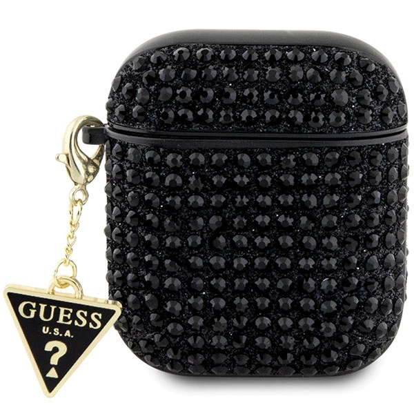 Guess GUA2HDGTPK AirPods 1/2 cover black/black Rhinestone Triangle Charmeng
