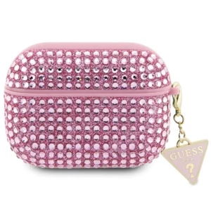 Guess GUAP2HDGTPP AirPods Pro 2 cover pink/pink Rhinestone Triangle Charmeng