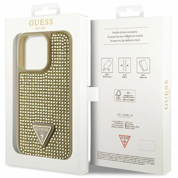 Guess GUHCP14LHDGTPD iPhone 14 Pro 6.1" gold/gold hardcase Rhinestone Triangleeng