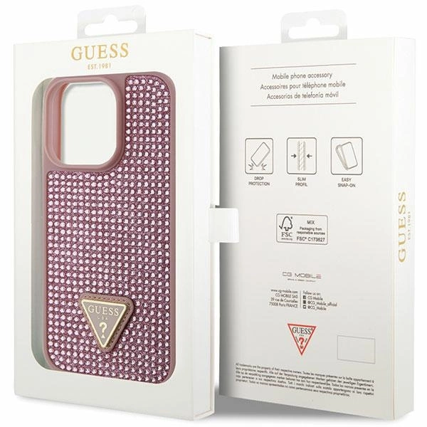 Guess GUHCP14LHDGTPP iPhone 14 Pro 6.1" pink/pink hardcase Rhinestone Triangleeng