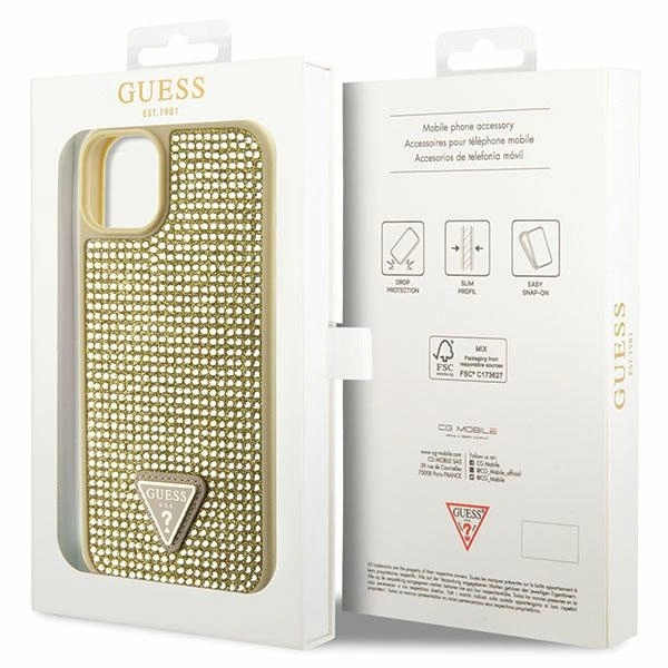 Guess GUHCP14SHDGTPD iPhone 14 6.1" gold/gold hardcase Rhinestone Triangleeng