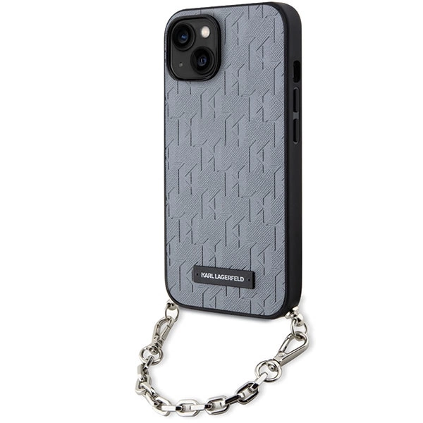 Karl Lagerfeld KLHCP14SSACKLHPG iPhone 14 6.1" silver/silver hardcase Saffiano Monogram Chaineng