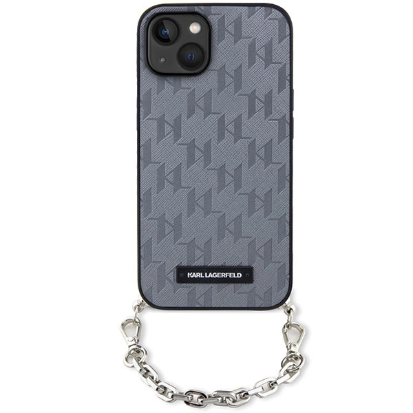 Karl Lagerfeld KLHCP14SSACKLHPG iPhone 14 6.1" silver/silver hardcase Saffiano Monogram Chaineng