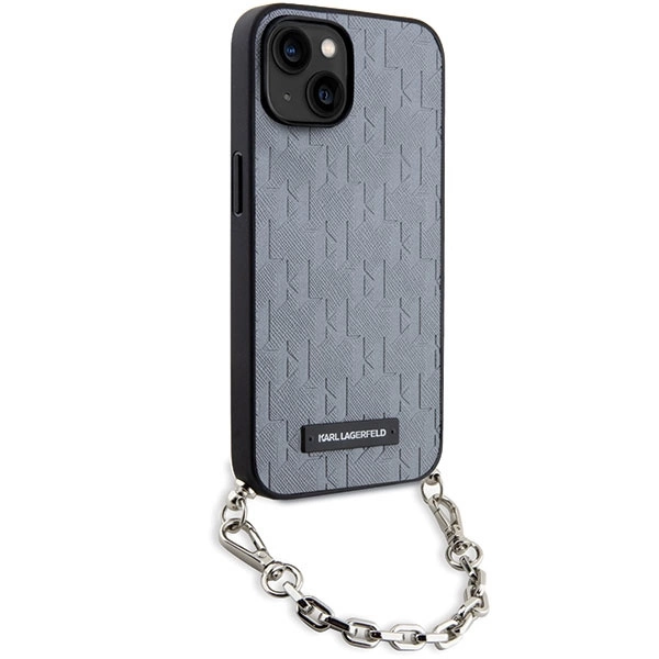 Karl Lagerfeld KLHCP14SSACKLHPG iPhone 14 6.1" silver/silver hardcase Saffiano Monogram Chaineng