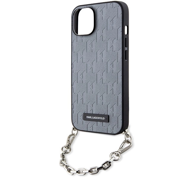 Karl Lagerfeld KLHCP14SSACKLHPG iPhone 14 6.1" silver/silver hardcase Saffiano Monogram Chaineng