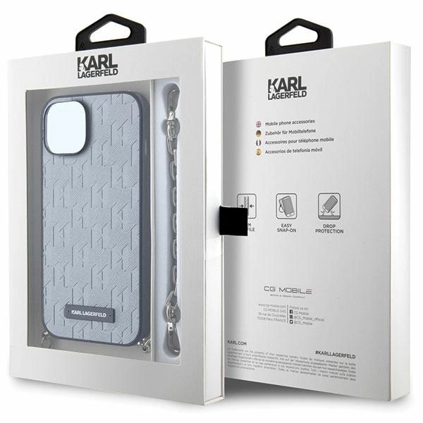 Karl Lagerfeld KLHCP14SSACKLHPG iPhone 14 6.1" silver/silver hardcase Saffiano Monogram Chaineng