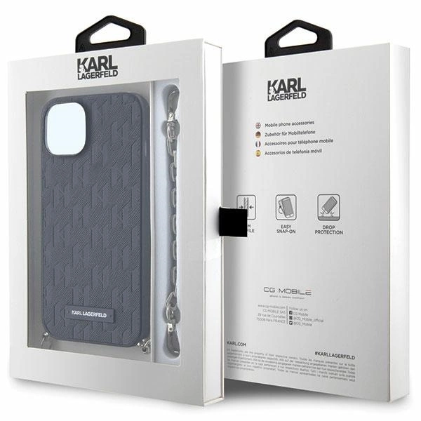 Karl Lagerfeld KLHCP14SSACKLHPK iPhone 14 6.1" black/black hardcase Saffiano Monogram Chaineng