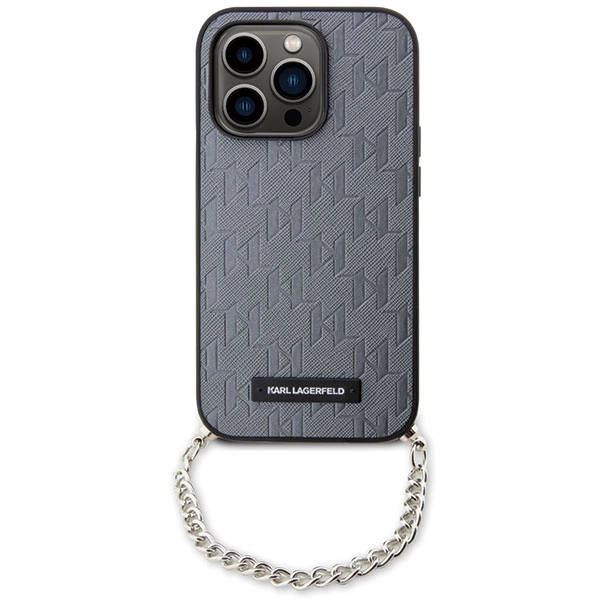Karl Lagerfeld KLHCP14XSACKLHPG iPhone 14 Pro Max 6.7" silver/silver hardcase Saffiano Monogram Chaineng