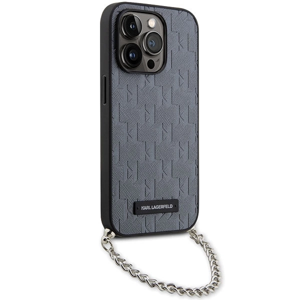 Karl Lagerfeld KLHCP14XSACKLHPG iPhone 14 Pro Max 6.7" silver/silver hardcase Saffiano Monogram Chaineng