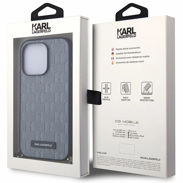 Karl Lagerfeld KLHCP14XSACKLHPG iPhone 14 Pro Max 6.7" silver/silver hardcase Saffiano Monogram Chaineng