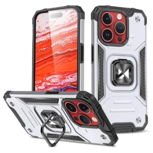 Wozinsky Ring Armor iPhone 15 Pro Max Ring Armor Case - Silvereng