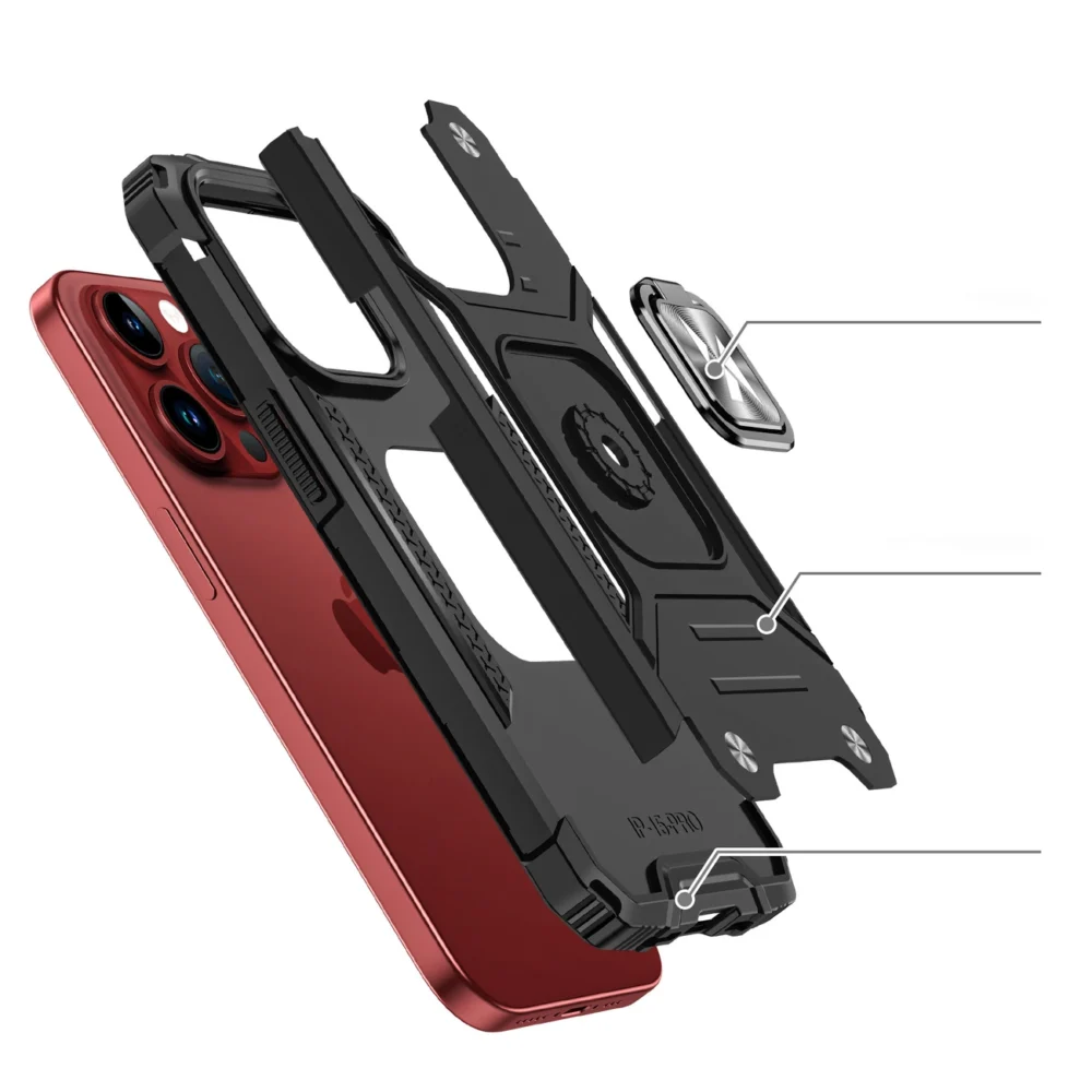 Wozinsky Ring Armor iPhone 15 Pro Max Ring Armor Case - Silvereng