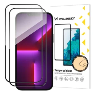 2pcs Full Screen Tempered Glass with Frame Case Friendly Wozinsky Full Glue iPhone 15 Plus - Blackeng