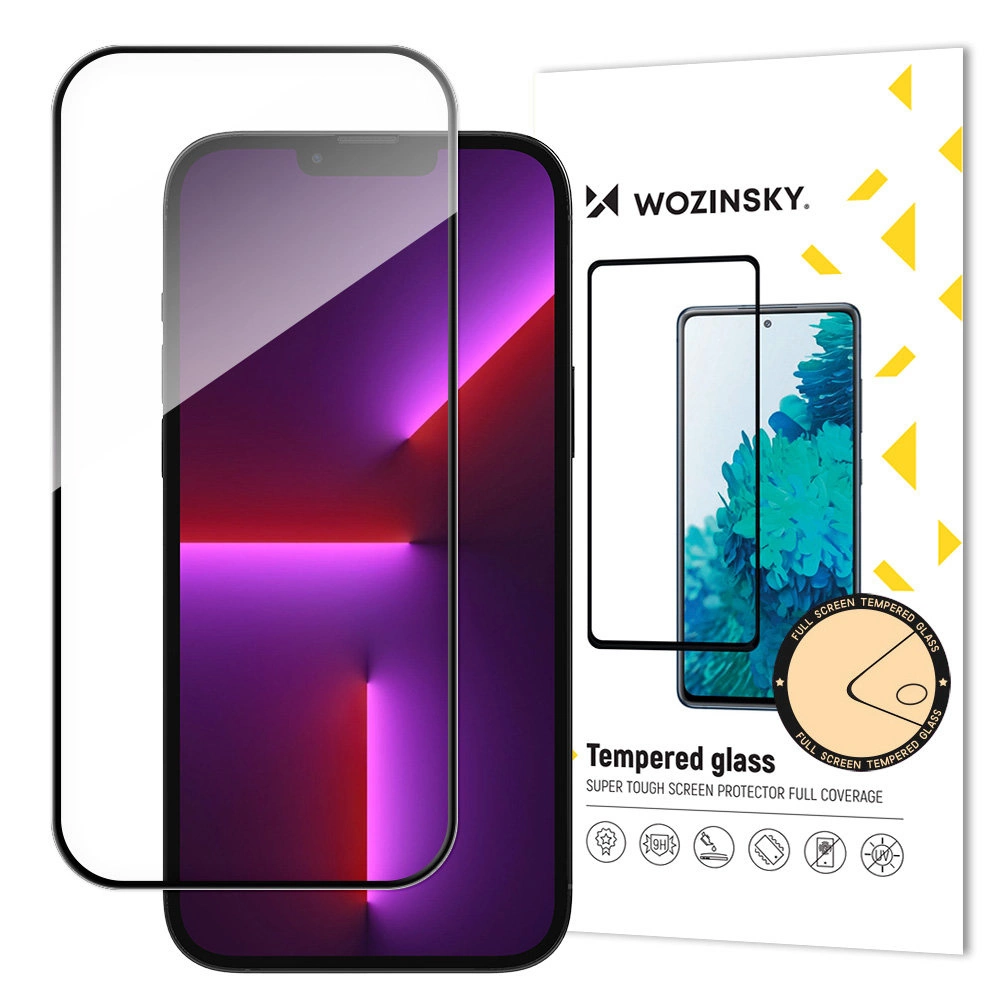 Wozinsky Full Glue iPhone 15 Plus Case Friendly Full Glue Tempered Glass with Frame - Blackeng