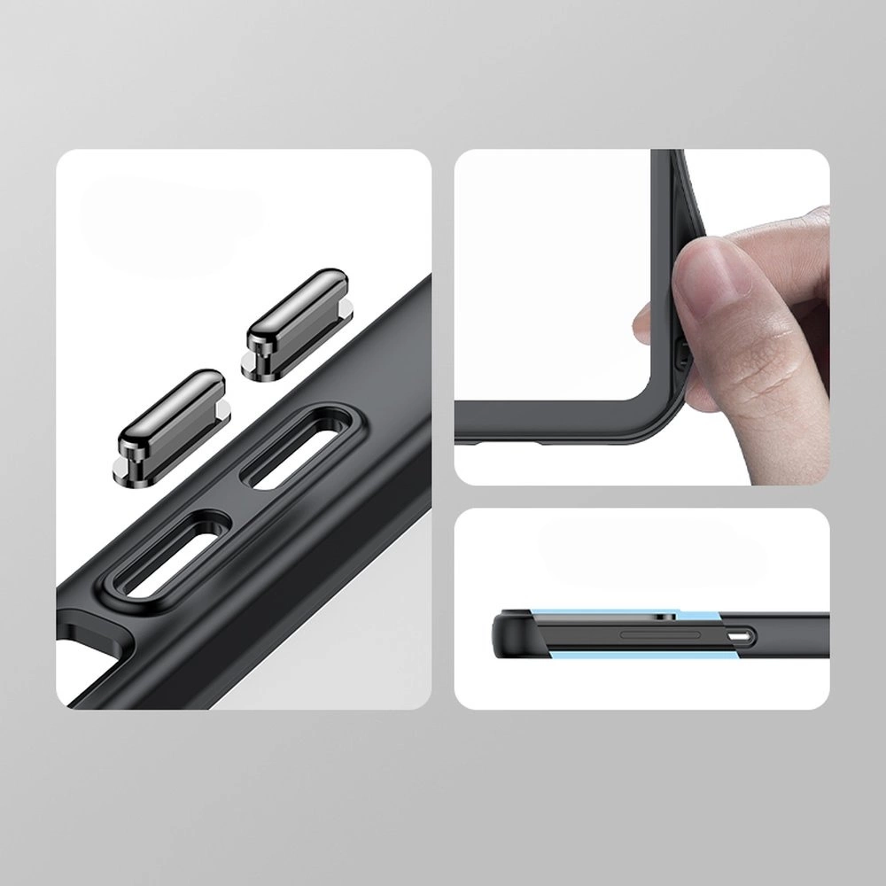 Reinforced case with a flexible frame for iPhone 15 Pro Outer Space - redeng