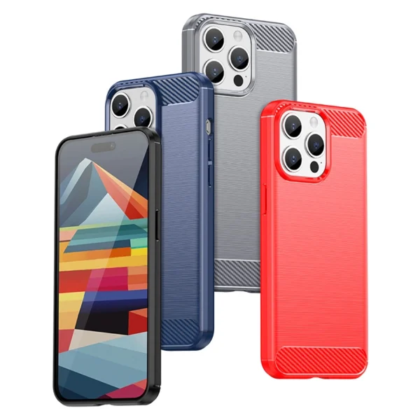 Flexible carbon pattern case for iPhone 15 Pro Max Carbon Case - blueeng