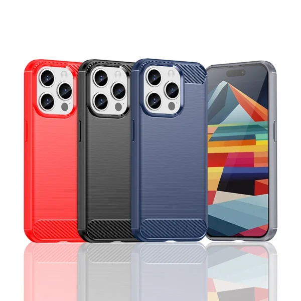 Flexible carbon pattern case for iPhone 15 Pro Carbon Case - blackeng