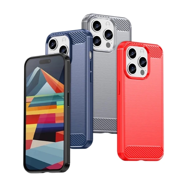 Flexible carbon pattern case for iPhone 15 Pro Carbon Case - blackeng