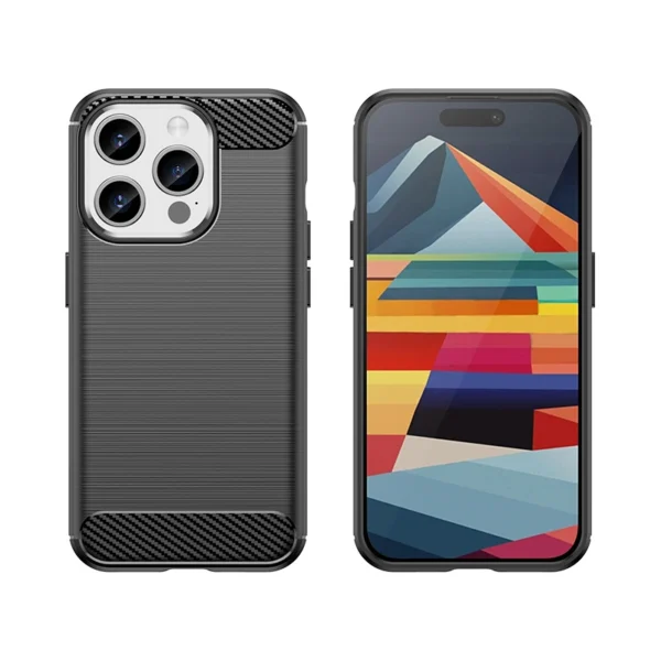 Flexible carbon pattern case for iPhone 15 Pro Carbon Case - blackeng