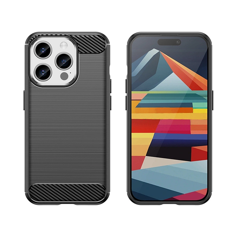 Flexible carbon pattern case for iPhone 15 Pro Carbon Case - blackeng