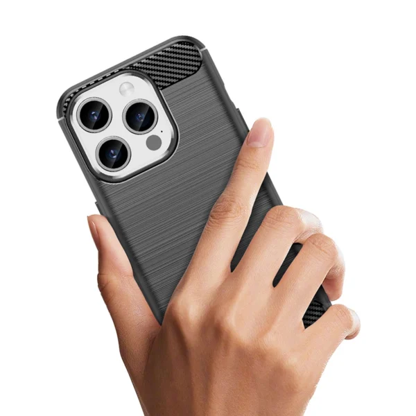 Flexible carbon pattern case for iPhone 15 Pro Carbon Case - blackeng