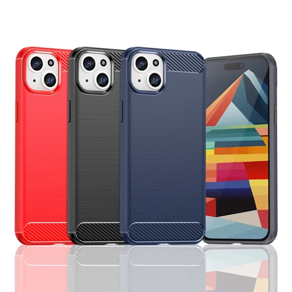 Flexible carbon pattern case for iPhone 15 Plus Carbon Case - blackeng