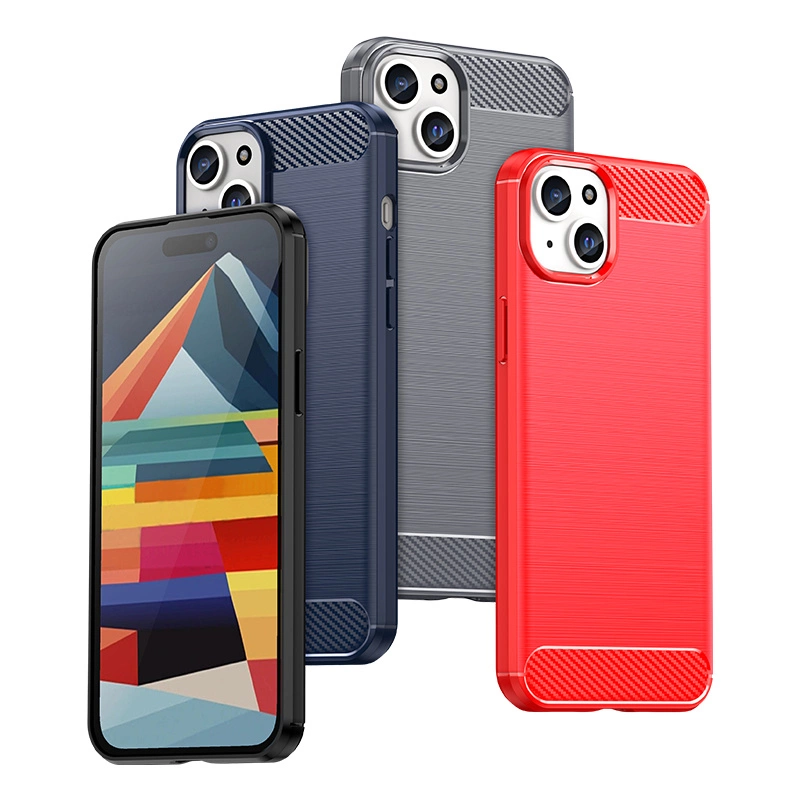 Flexible carbon pattern case for iPhone 15 Plus Carbon Case - blackeng