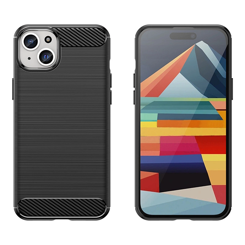 Flexible carbon pattern case for iPhone 15 Plus Carbon Case - blackeng