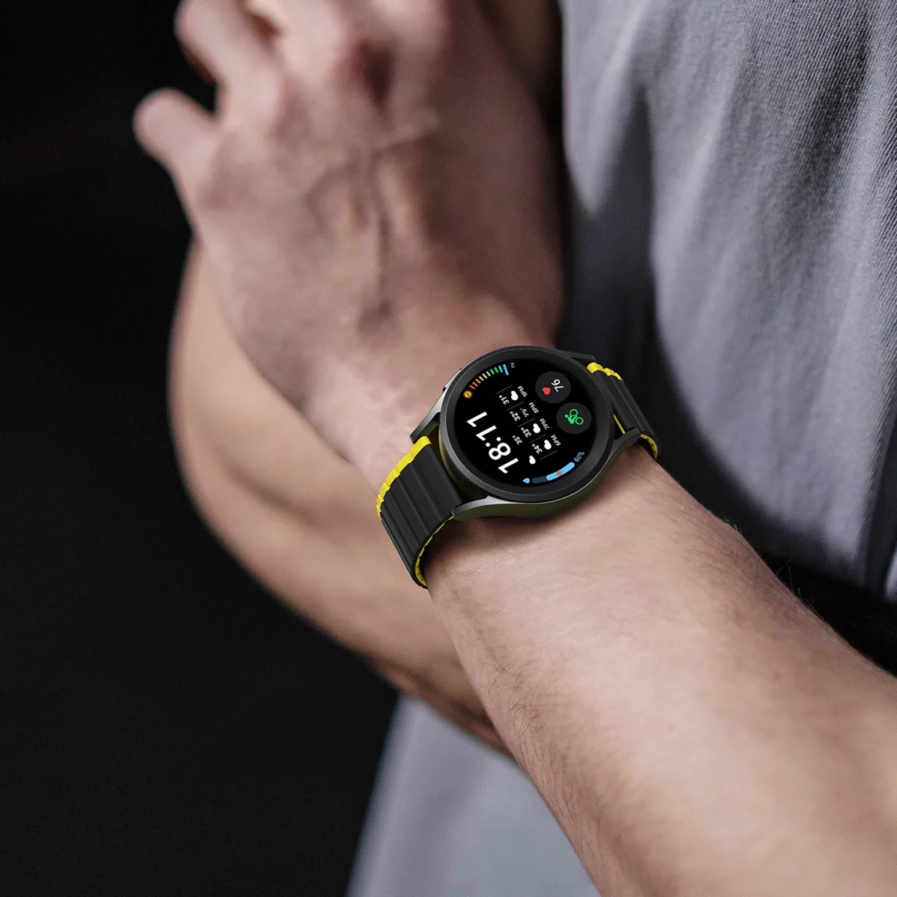 Universal Magnetic Samsung Galaxy Watch 6 Pro/6/6 Classic/5 Pro/5/5 Classic Dux Ducis Strap (20mm LD Version) - Black/Yelloweng