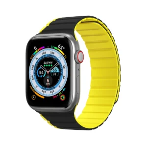 Magnetic Apple Watch Ultra, SE, 9, 8, 7, 6, 5, 4, 3, 2, 1 (49, 45, 44, 42 mm) Dux Ducis Strap (LD Version) - black and yelloweng